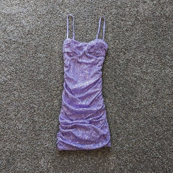 Hello Molly Purple Sequin Mini Dress - Picture 3 of 10
